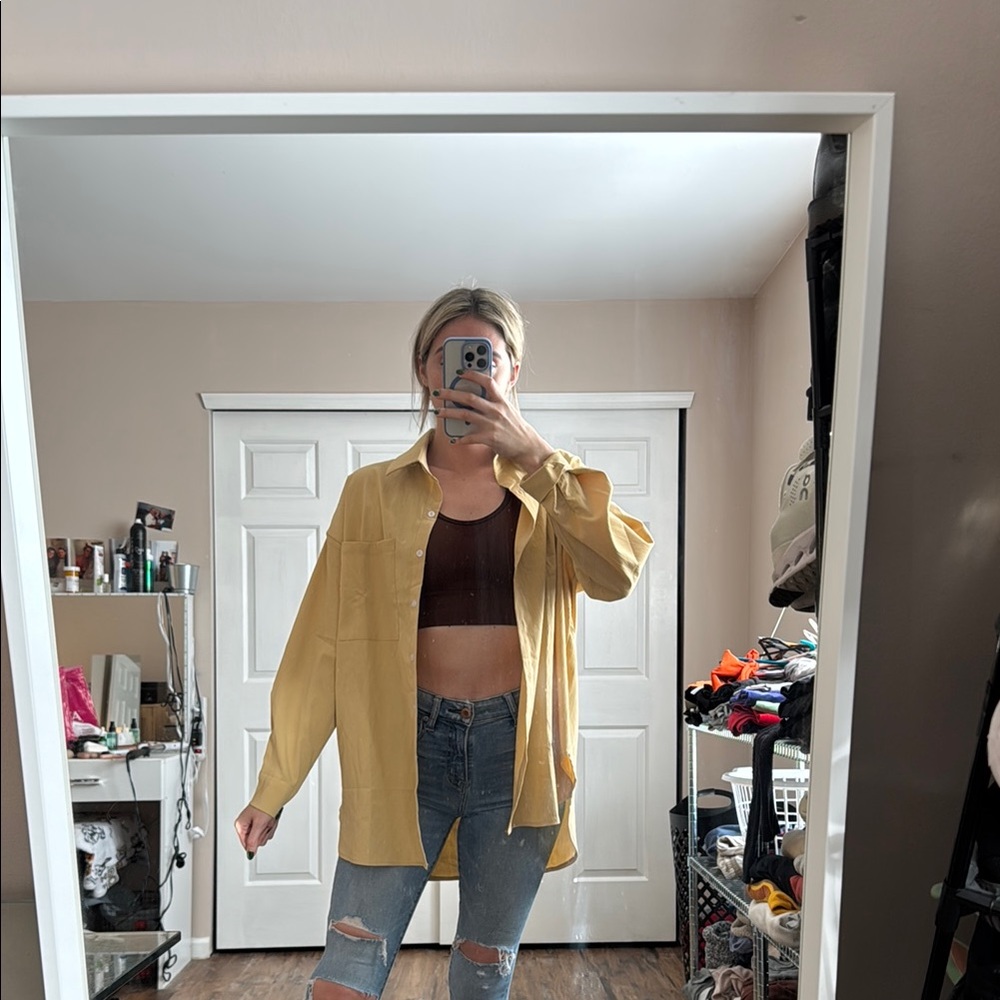 Yellow Button-Up Shirt